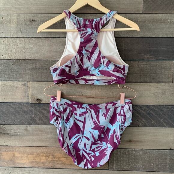 Garnet Hill Women's 3-Piece Tankini Bikini Swimsuit in Claret Shadow Purple - Picture 3 of 16